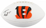 Bengals Tee Higgins Signed Rawlings White Panel Football W/ Case BAS Witnessed