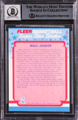 Lakers Magic Johnson Signed 1988 Fleer Stickers #6 Card Auto 10! BAS Slabbed 2