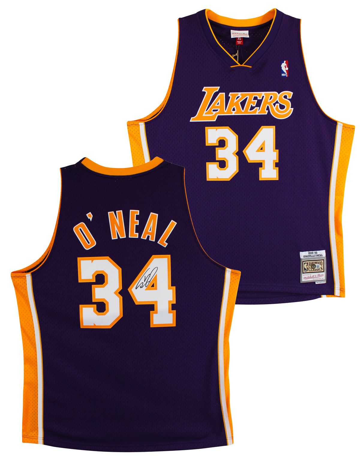 Lakers Shaquille O'Neal Signed Purple M&N TB HWC Swingman Jersey BAS W #WP79141