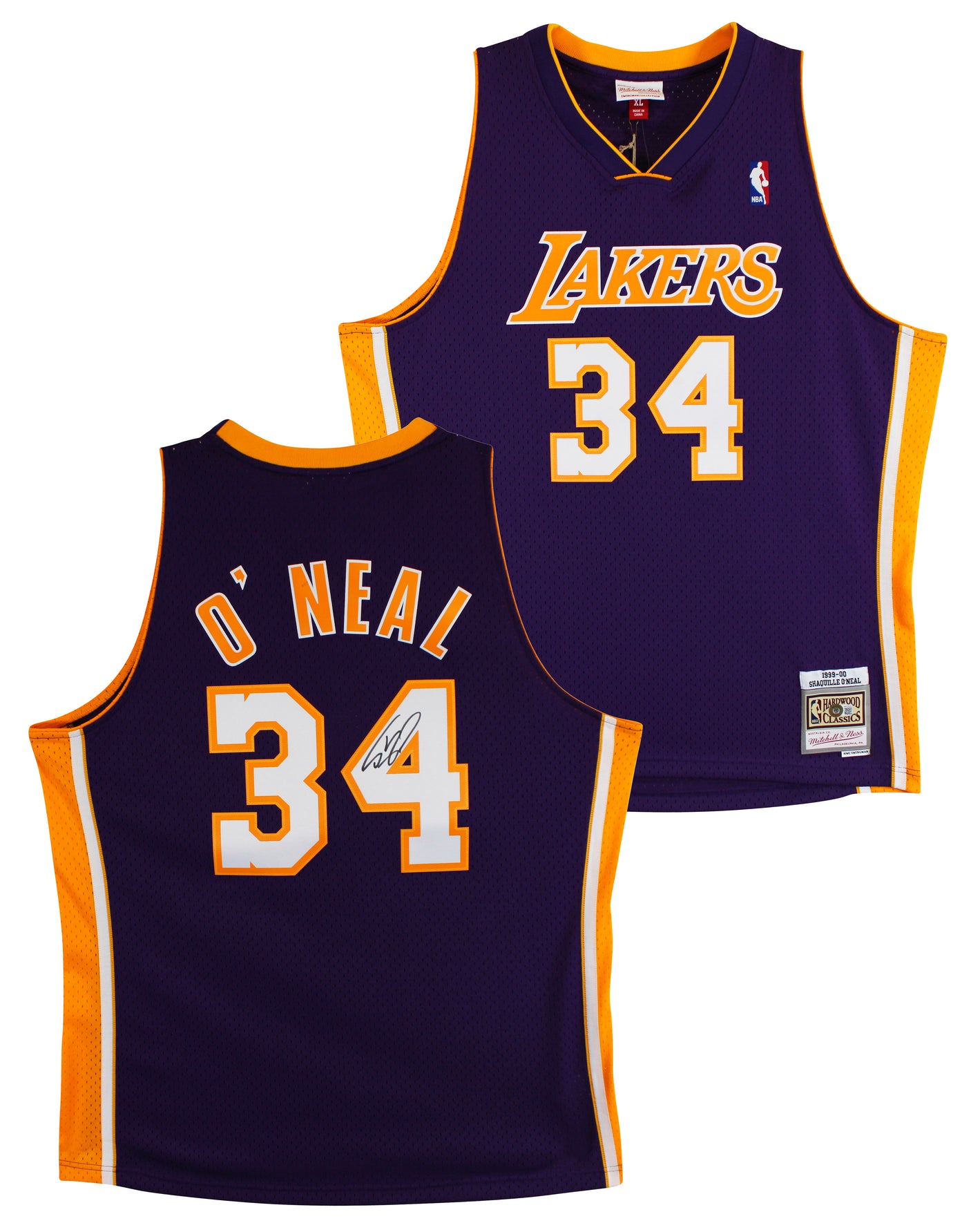 Lakers Shaquille O'Neal Signed Purple M&N TB HWC Swingman Jersey BAS W #WP79141