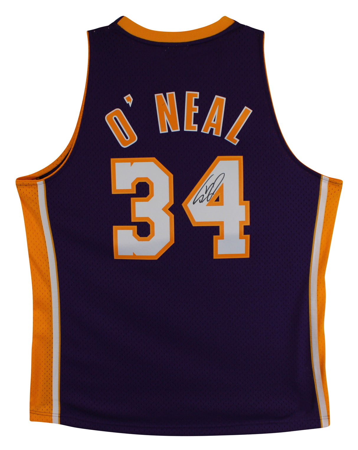 Lakers Shaquille O'Neal Signed Purple M&N TB HWC Swingman Jersey BAS W #WP79141