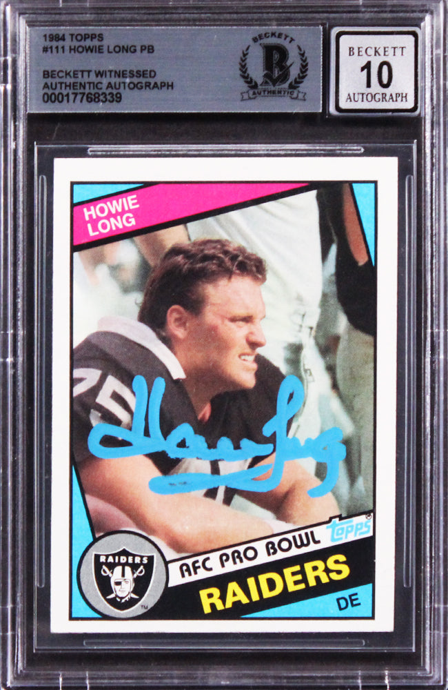 Raiders Howie Long Signed 1984 Topps #111 Rookie Card Auto Gem 10! BAS Slabbed 2