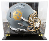 Steelers T.J. Watt Signed Slate Full Size Speed Proline Helmet W/ Case BAS Wit