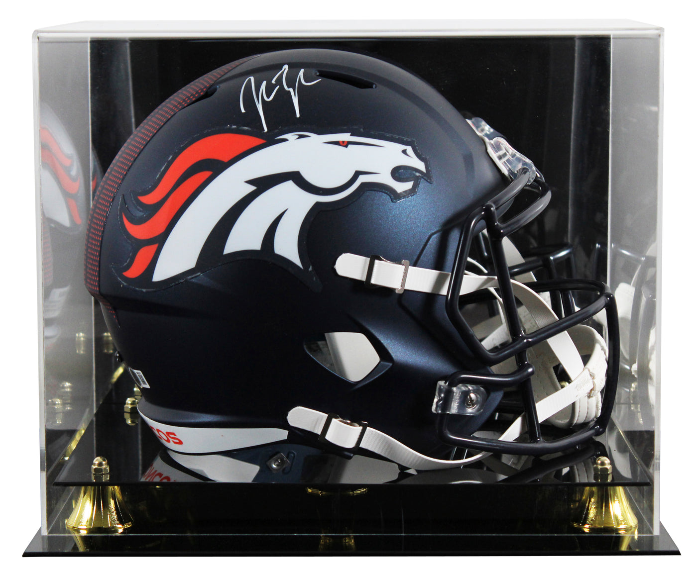 Broncos John Lynch Signed 2024 Full Size Speed Rep Helmet W/ Case BAS Witnessed