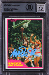 Lakers Magic Johnson Signed 1981 Topps #W109 SA Card Auto 10! BAS Slabbed 3