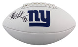 Giants Michael Strahan Signed Rawlings White Panel Football W/ Case BAS Witness