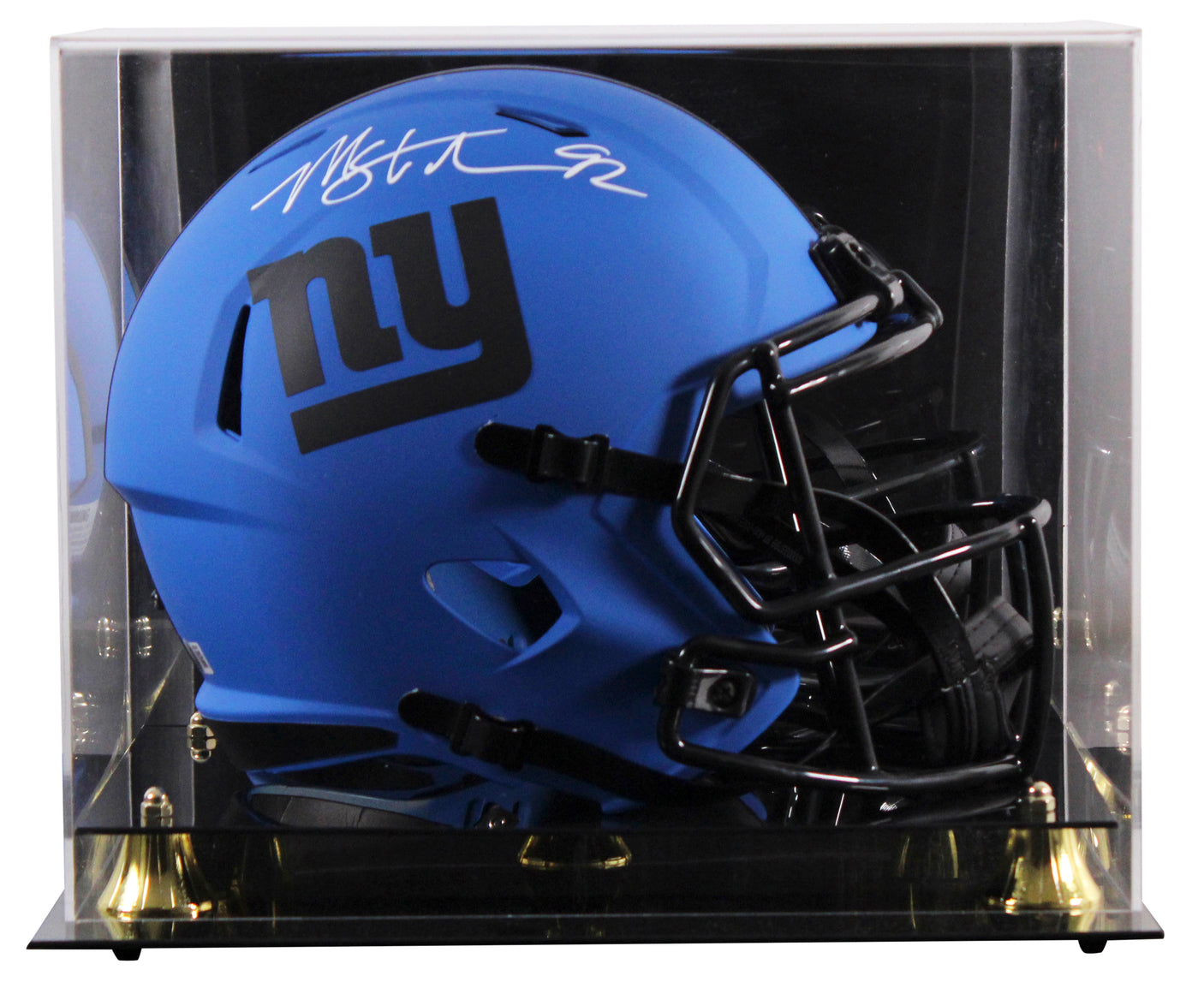 Giants Michael Strahan Signed Rave Full Size Speed Rep Helmet W/ Case BAS Wit