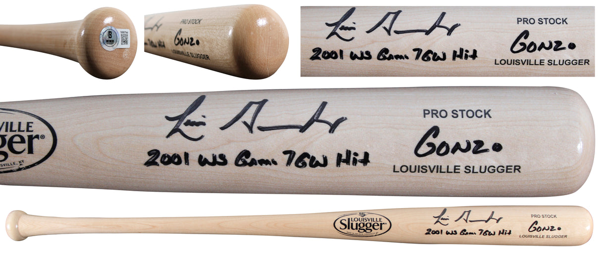 D-Backs Luis Gonzalez "2x Insc" Signed Blonde Louisville Slugger Bat BAS Witness