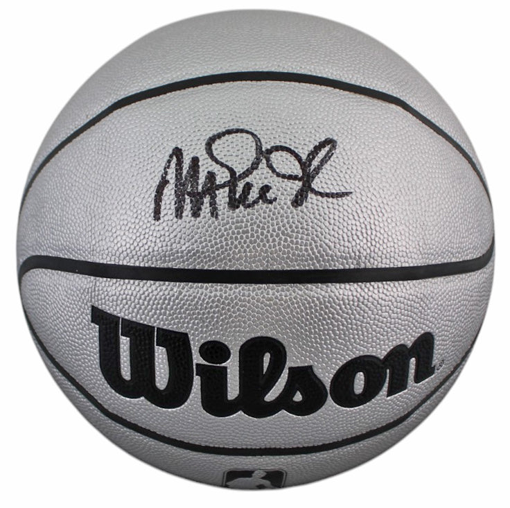 Lakers Magic Johnson Signed Silver Wilson Basketball W/ Case BAS Witnessed