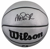 Lakers Magic Johnson Signed Silver Wilson Basketball W/ Case BAS Witnessed