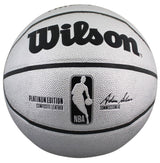 Lakers Magic Johnson Signed Silver Wilson Basketball W/ Case BAS Witnessed