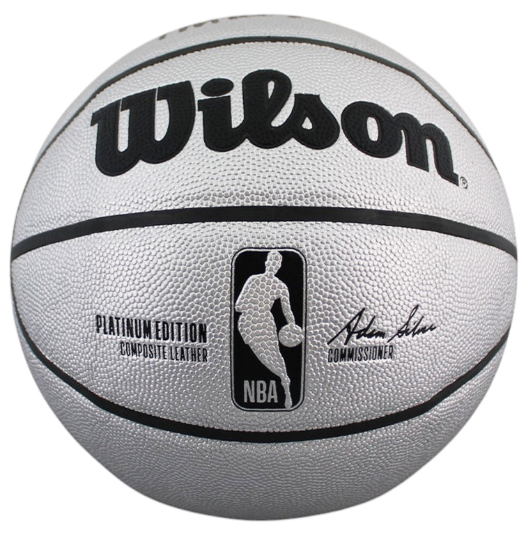 Lakers Magic Johnson Signed Silver Wilson Basketball W/ Case BAS Witnessed