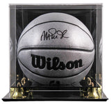 Lakers Magic Johnson Signed Silver Wilson Basketball W/ Case BAS Witnessed