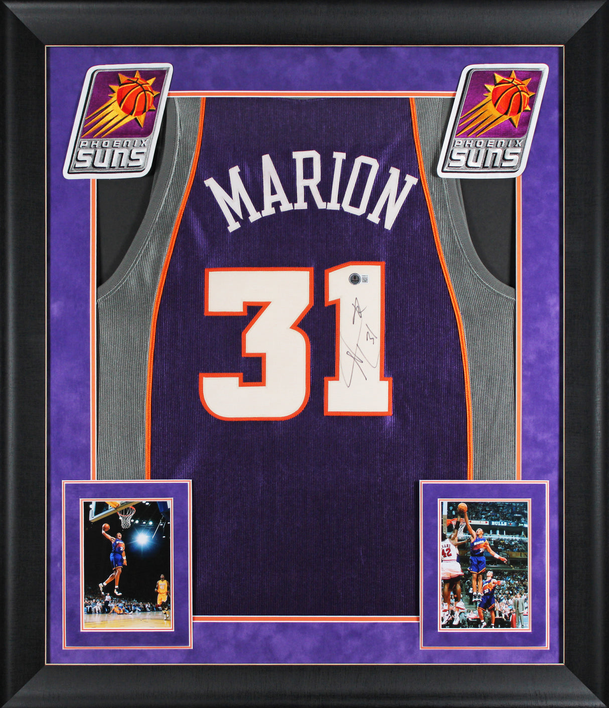 Suns Shawn Marion Authentic Signed Purple Nike Framed Jersey BAS #BW88732