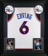 Julius "Dr. J" Erving Authentic Signed White Pro Style Framed Jersey BAS