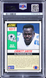 Cowboys Emmitt Smith Signed 1990 Score #101T Rookie Card Auto 10! PSA/DNA Slab