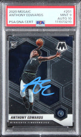 Anthony Edwards Signed 2020 Panini Mosaic #201 RC Card 9! Auto 10! PSA/DNA Slab