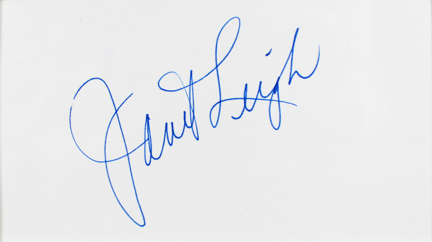 Janet Leigh & Anthony Perkins Psycho Signed & Framed 3x5 Index Card BAS #AE09345