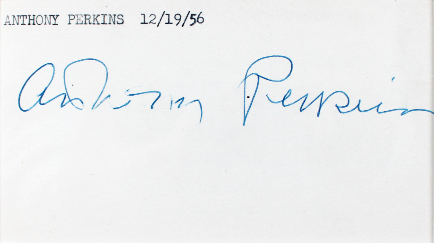 Janet Leigh & Anthony Perkins Psycho Signed & Framed 3x5 Index Card BAS #AE09345