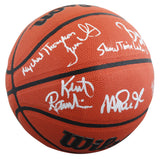 Showtime Lakers (6) Johnson, Thompson, Worthy +3 Signed Basketball W/ Case BAS W