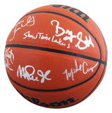 Showtime Lakers (6) Johnson, Thompson, Worthy +3 Signed Basketball W/ Case BAS W
