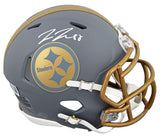 Steelers Pat Freiermuth Signed Slate Speed Mini Helmet W/ Case BAS Witnessed