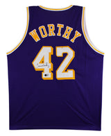 James Worthy Authentic Signed Purple Pro Style Jersey Autographed BAS Witnessed