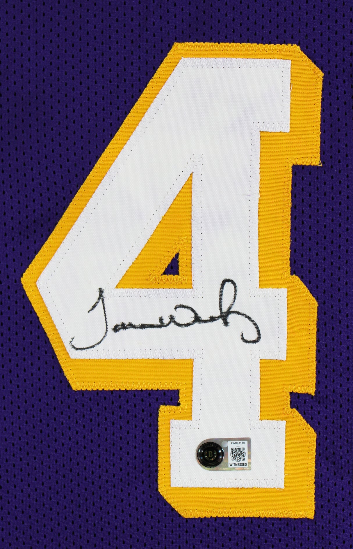 James Worthy Authentic Signed Purple Pro Style Jersey Autographed BAS Witnessed