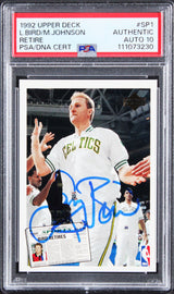 Larry Bird & Magic Johnson Signed 1992 Upper Deck #SP1 Card Auto 10 PSA/DNA Slab