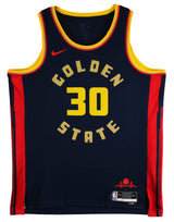 Warriors Stephen Curry Signed Navy Blue Nike 2024 City Swingman Jersey BAS