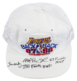 Magic Johnson & James Worthy "Finals MVP" Signed 1987-88 NBA Champions Hat BAS 1