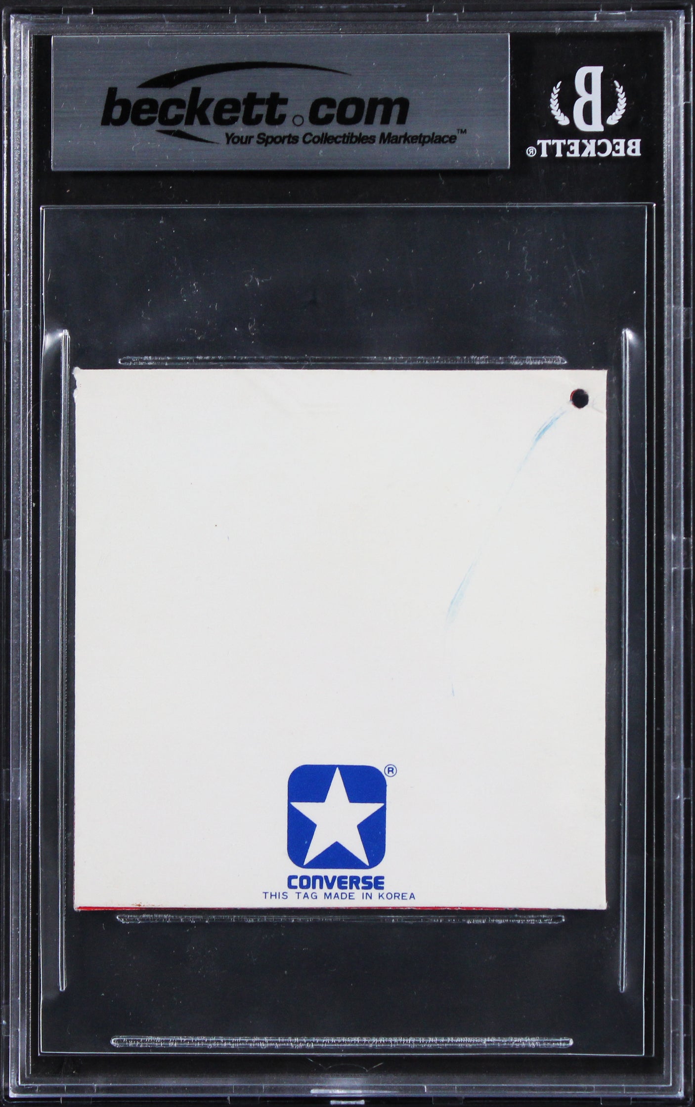 Larry Bird & Magic Johnson Signed Converse Weapon Shoe Tag Auto 10! BAS Slab 2