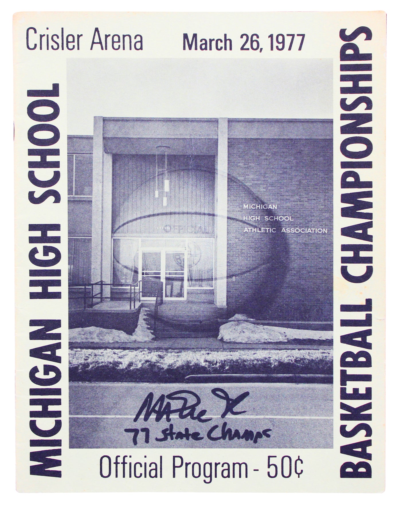 Magic Johnson Signed 1977 Michigan High School Championships Program BAS Wit 2