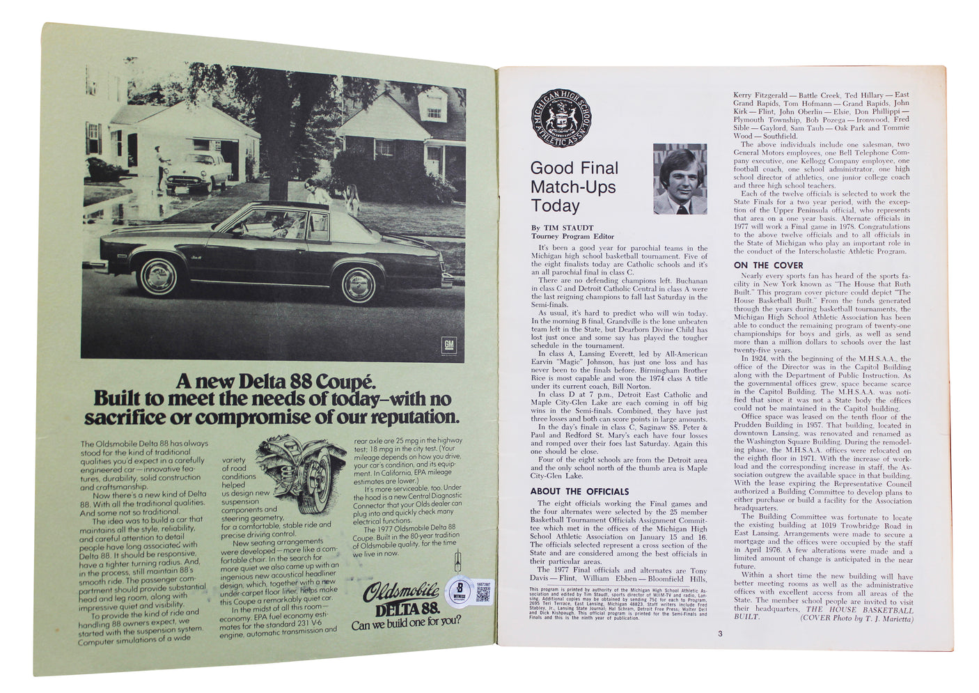 Magic Johnson Signed 1977 Michigan High School Championships Program BAS Wit 2