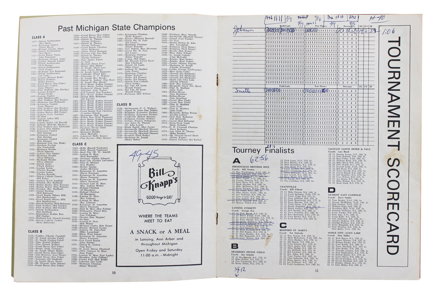 Magic Johnson Signed 1977 Michigan High School Championships Program BAS Wit 2