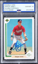 Braves Chipper Jones Signed 1991 Upper Deck #55 RC Card Auto 10! PSA/DNA Slabbed