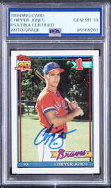 Braves Chipper Jones Signed 1991 Topps #333 Rookie Card Auto 10! PSA/DNA Slabbed