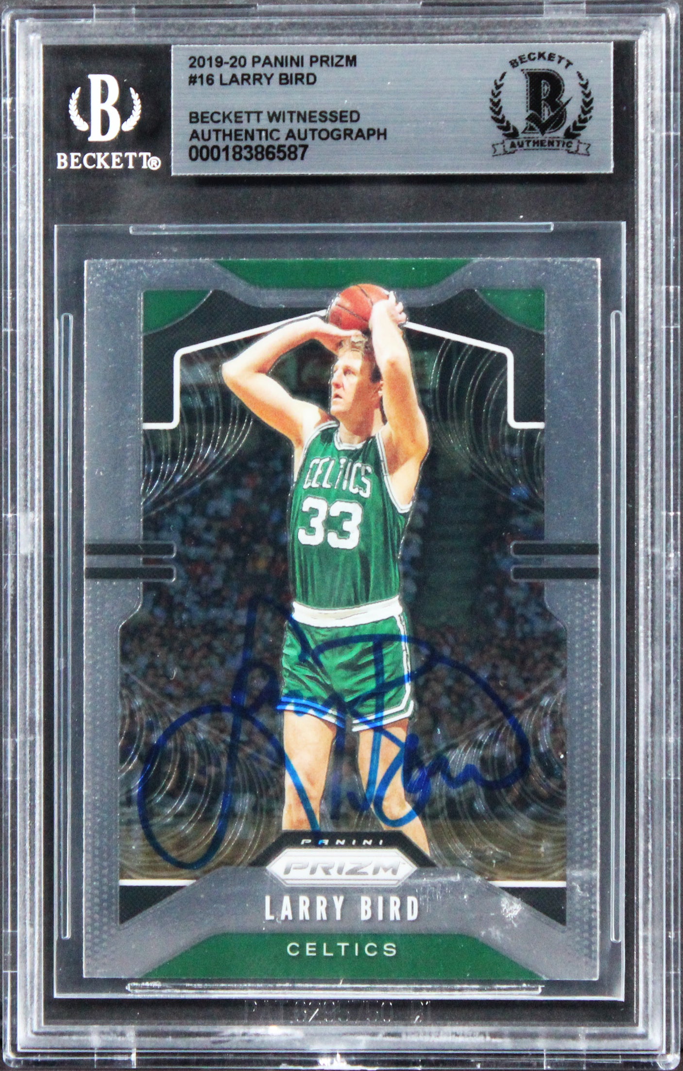 Celtics Larry Bird Authentic Signed 2019 Panini Prizm #16 Card BAS Slabbed