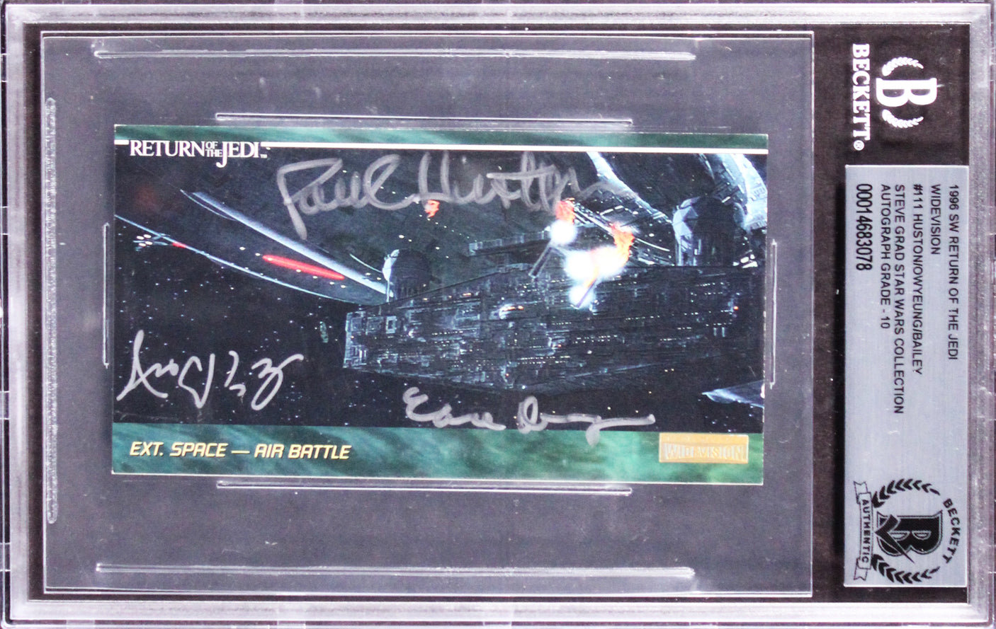 Star Wars (3) Huston, Bailey +1 Signed 1996 ROTJ WV #111 Card Auto 10! BAS Slab