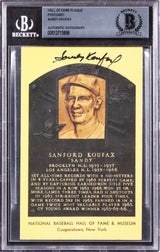 Dodgers Sandy Koufax Authentic Signed Hall of Fame Plaque Postcard BAS Slabbed