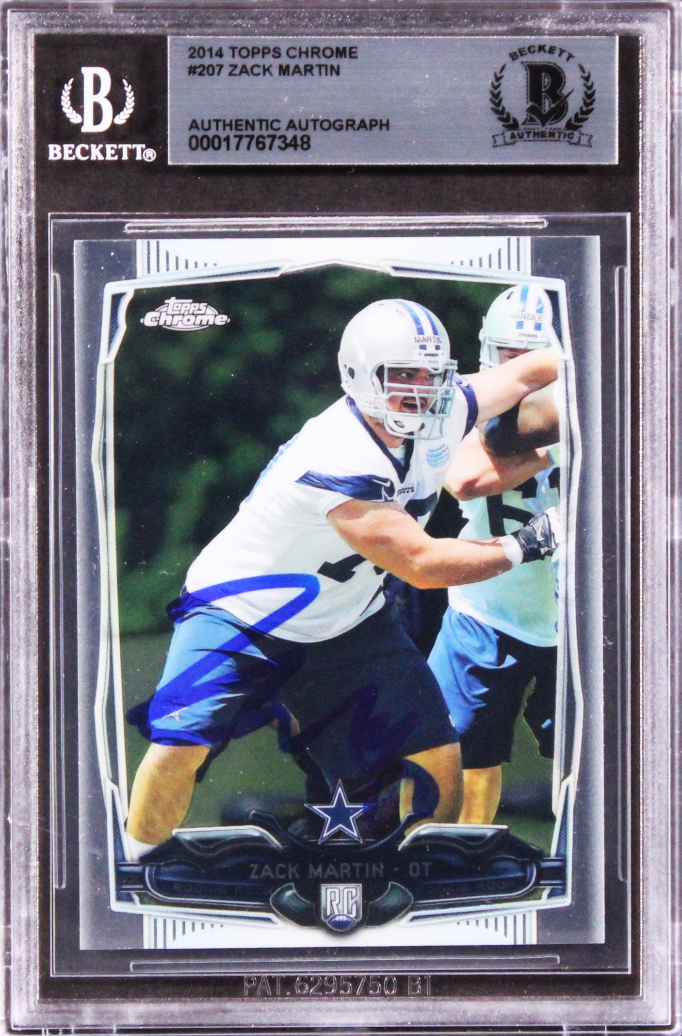 Cowboys Zack Martin Signed 2014 Topps Chrome #207 Rookie Card BAS Slabbed