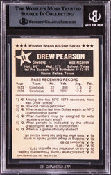 Cowboys Drew Pearson "HOF 21" Signed 1975 Wonder Bread #11 Card BAS Slabbed 2