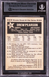 Cowboys Drew Pearson "HOF 21" Signed 1975 Wonder Bread #11 Card BAS Slabbed 1