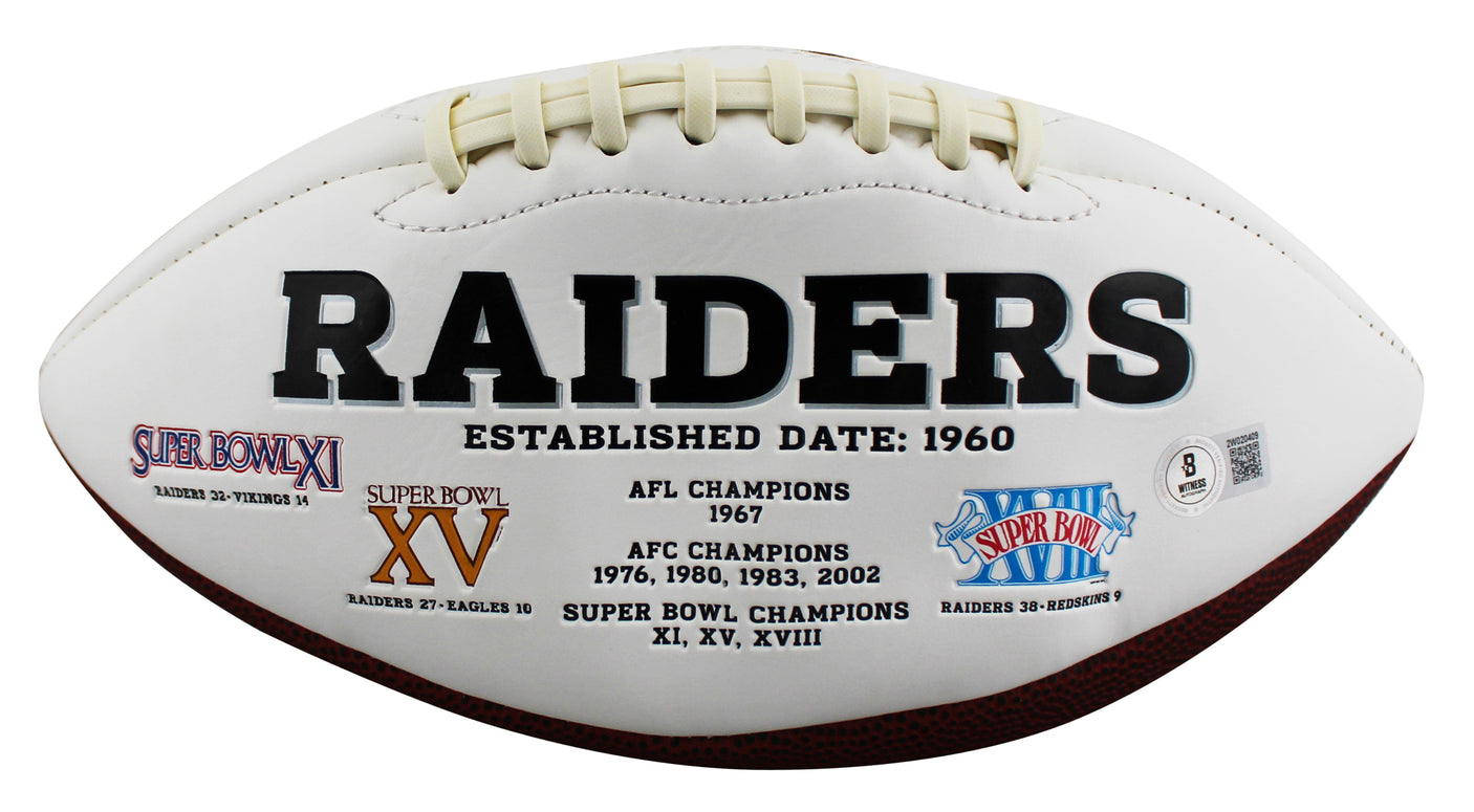 Raiders Davante Adams Signed White Panel Logo Football BAS Witnessed #2W020409