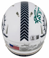 Dolphins Ricky Williams Signed Salute To Service III Speed Mini Helmet BAS Wit