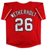 J.J. Wetherholt Authentic Signed Red Pro Style Jersey Autographed BAS Witnessed