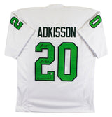 North Texas Kevin Adkisson "2x Inscribed" Signed White Pro Style Jersey BAS Wit