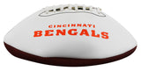 Bengals Boomer Esiason Signed White Panel Logo Football BAS Witnessed #2W882813