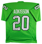 North Texas Kevin Adkisson "2x Inscribed" Signed Green Pro Style Jersey BAS Wit