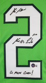 North Texas Kevin Adkisson "2x Inscribed" Signed Green Pro Style Jersey BAS Wit